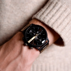 Black OOZOO watch with stainless steel bracelet - C11412