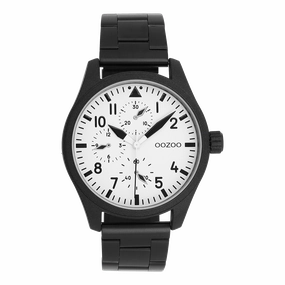 Black OOZOO watch with stainless steel bracelet - C11508