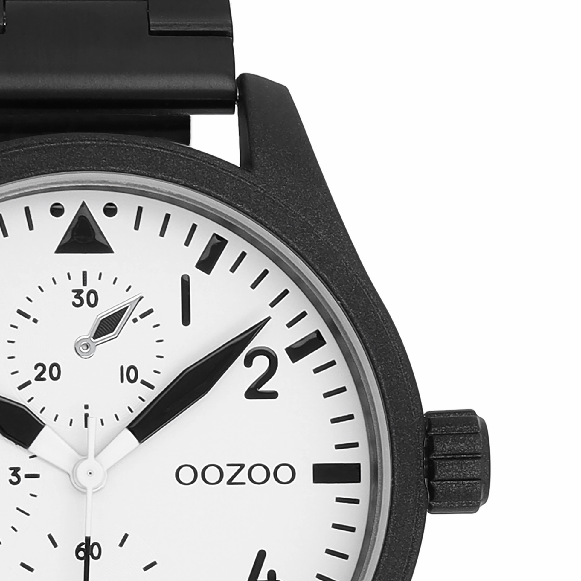 Black OOZOO watch with stainless steel bracelet - C11508