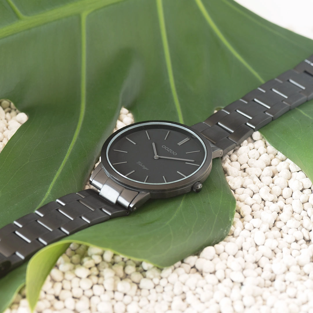 Black OOZOO watch with stainless steel bracelet - C20025