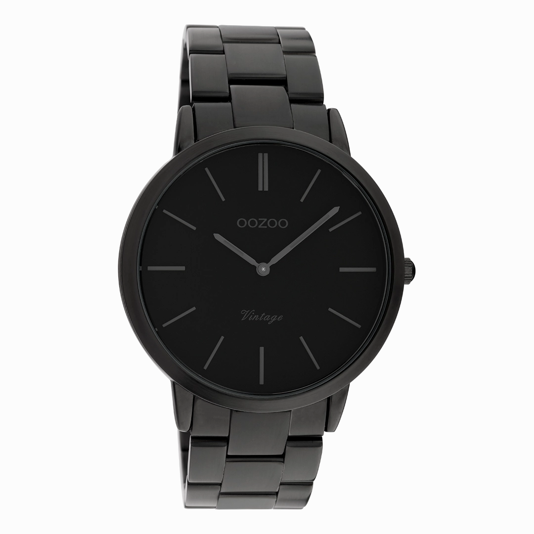 Black OOZOO watch with stainless steel bracelet - C20025