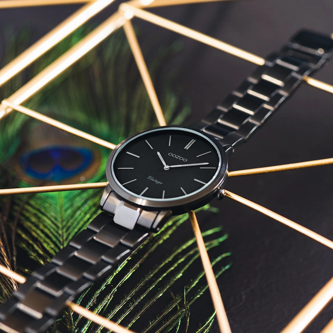 Black OOZOO watch with stainless steel bracelet - C20025