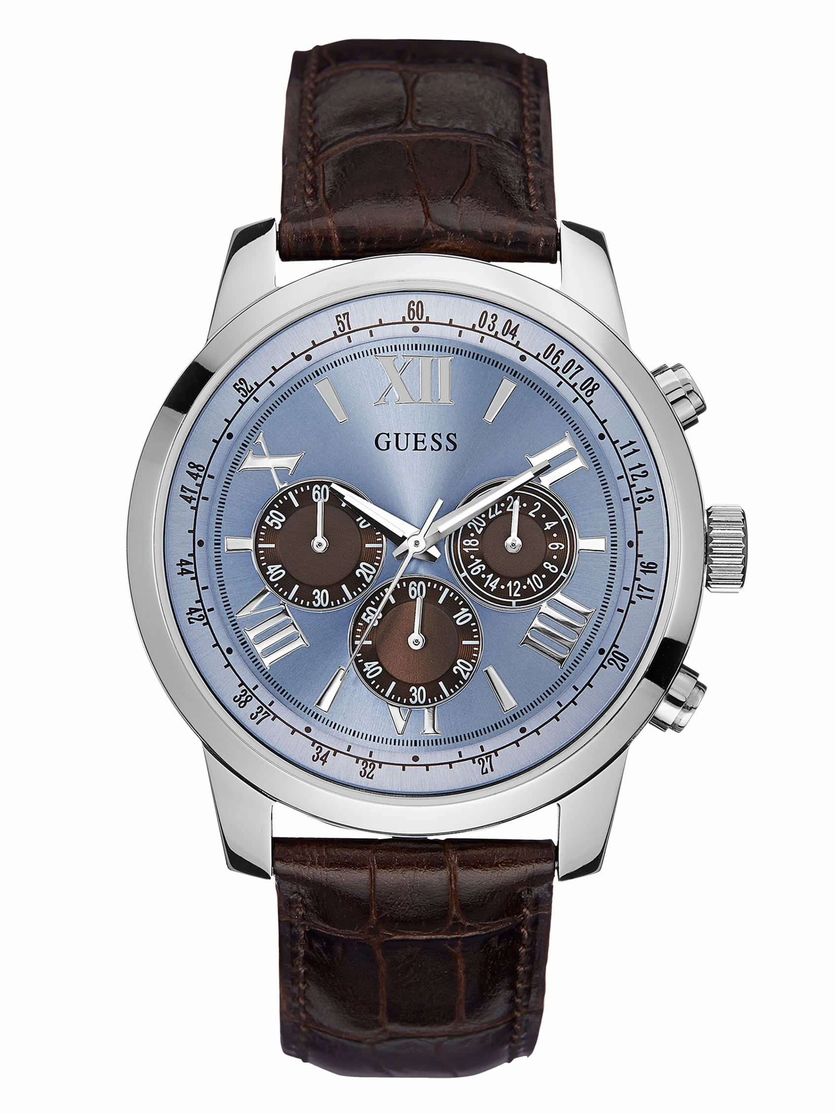 Blue and Silver-Tone Multifunction Watch