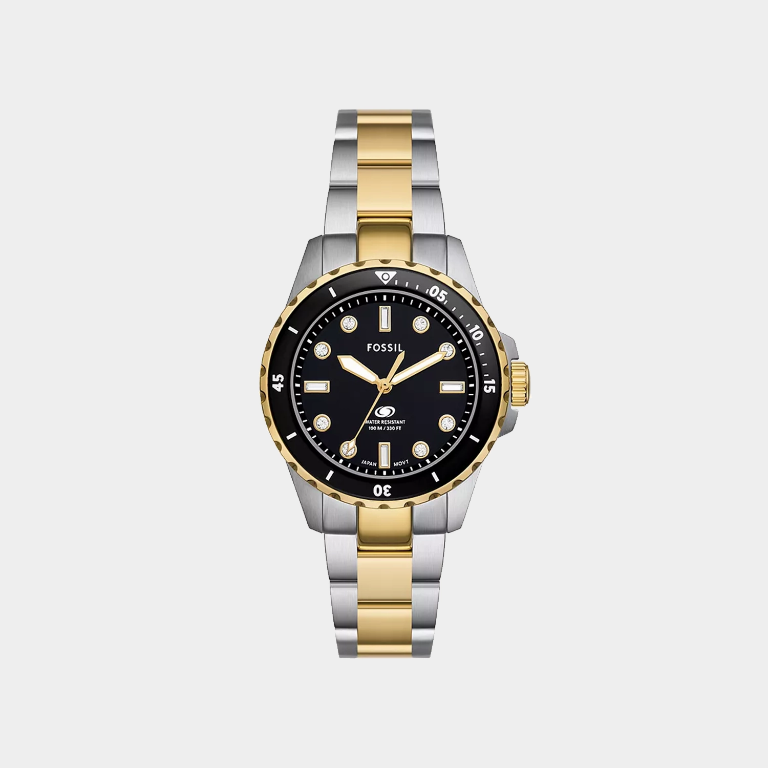 Blue Dive Women Quartz Black Dial Analog Stainless Steel Watch ES5349