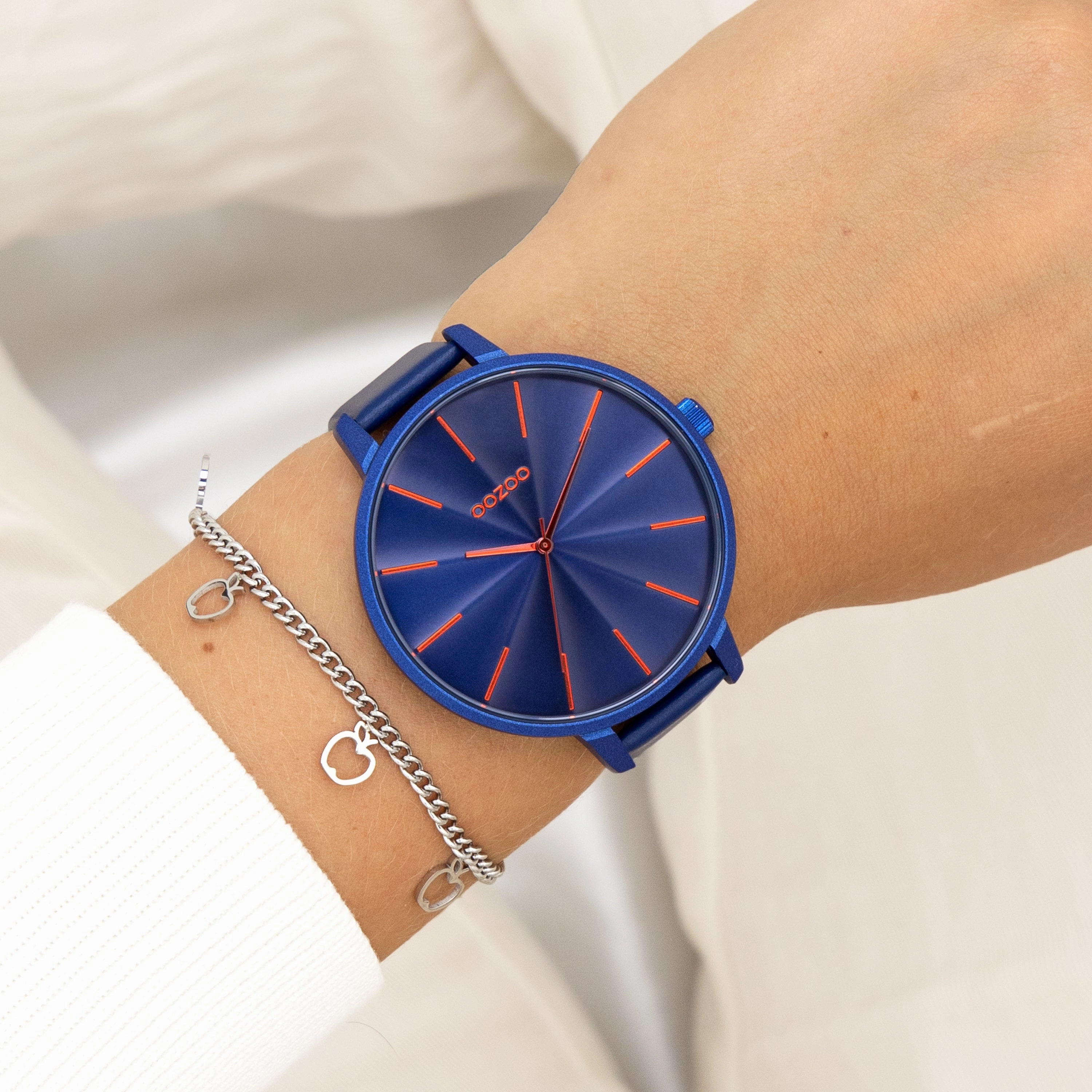 Blue OOZOO watch with leather strap - C11252