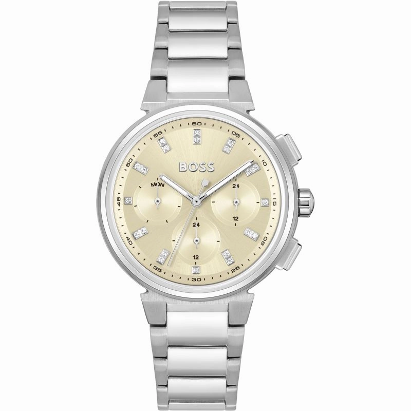 Boss Watches Ladies Stainless Steel Crystal Set Watch 1502676