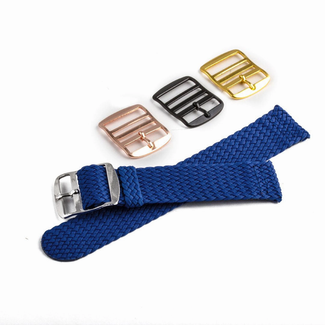 Braided nylon watch band (black, grey, blue, red, green, brown, orange, beige, yellow...)
