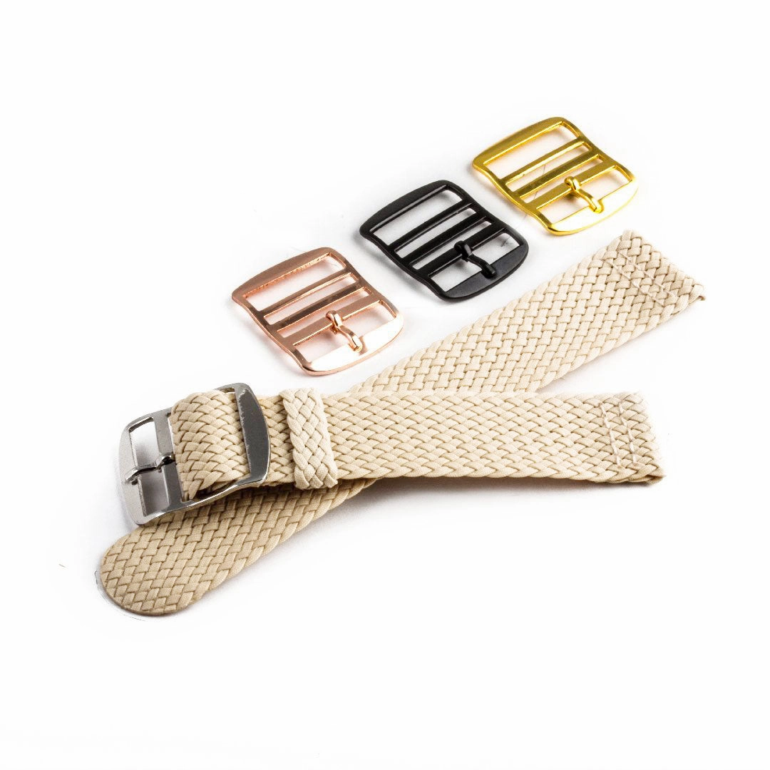 Braided nylon watch band (black, grey, blue, red, green, brown, orange, beige, yellow...)