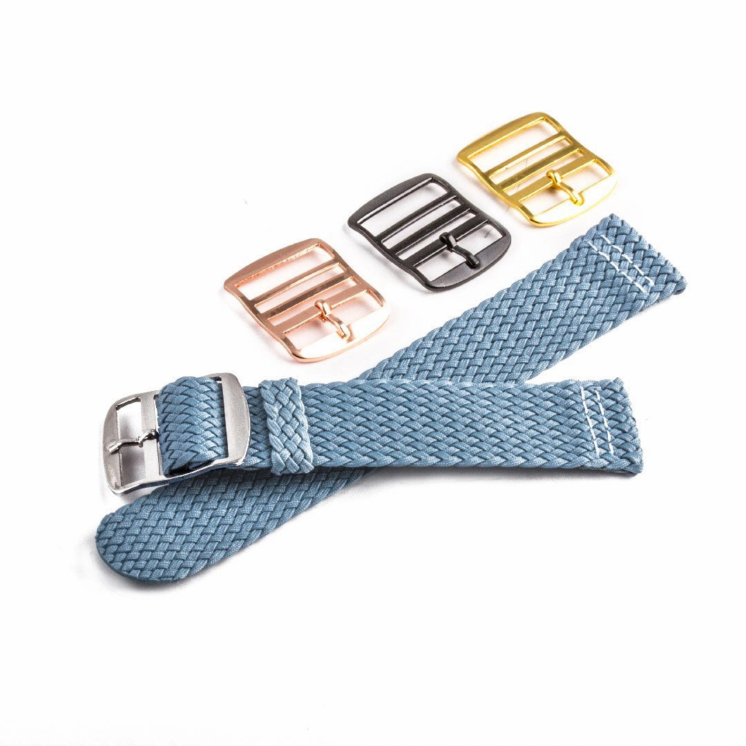 Braided nylon watch band (black, grey, blue, red, green, brown, orange, beige, yellow...)