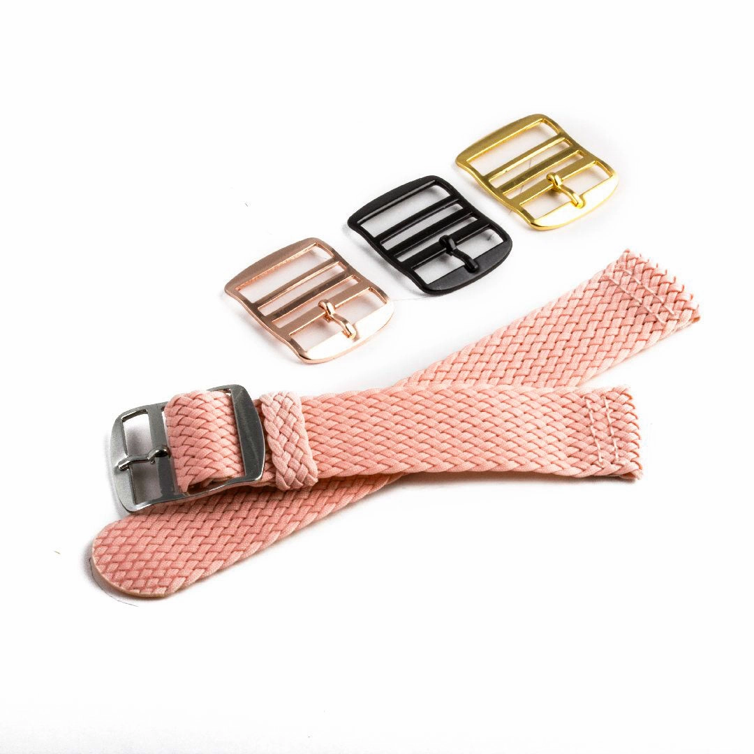 Braided nylon watch band (black, grey, blue, red, green, brown, orange, beige, yellow...)