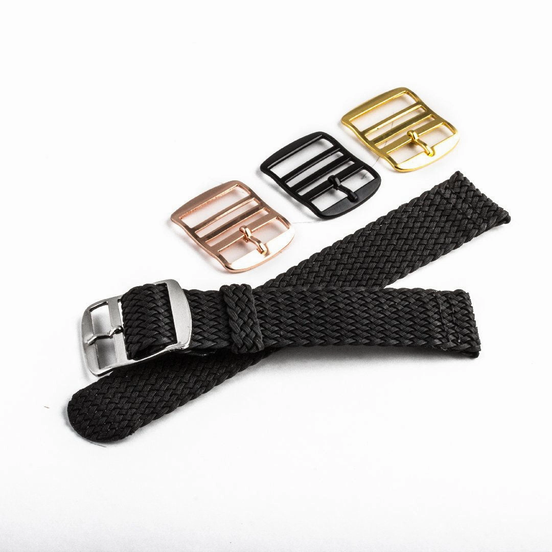Braided nylon watch band (black, grey, blue, red, green, brown, orange, beige, yellow...)