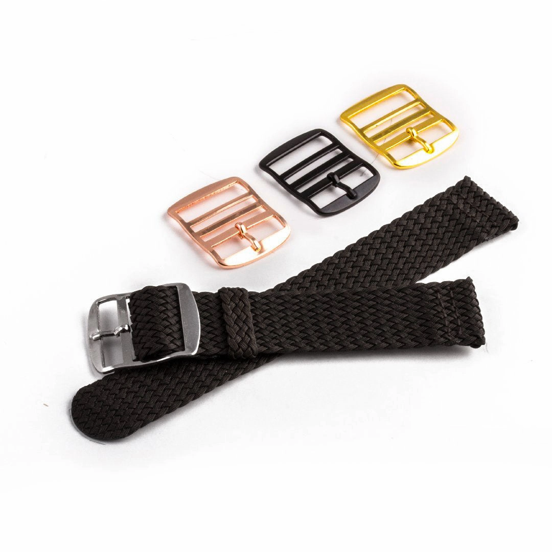 Braided nylon watch band (black, grey, blue, red, green, brown, orange, beige, yellow...)