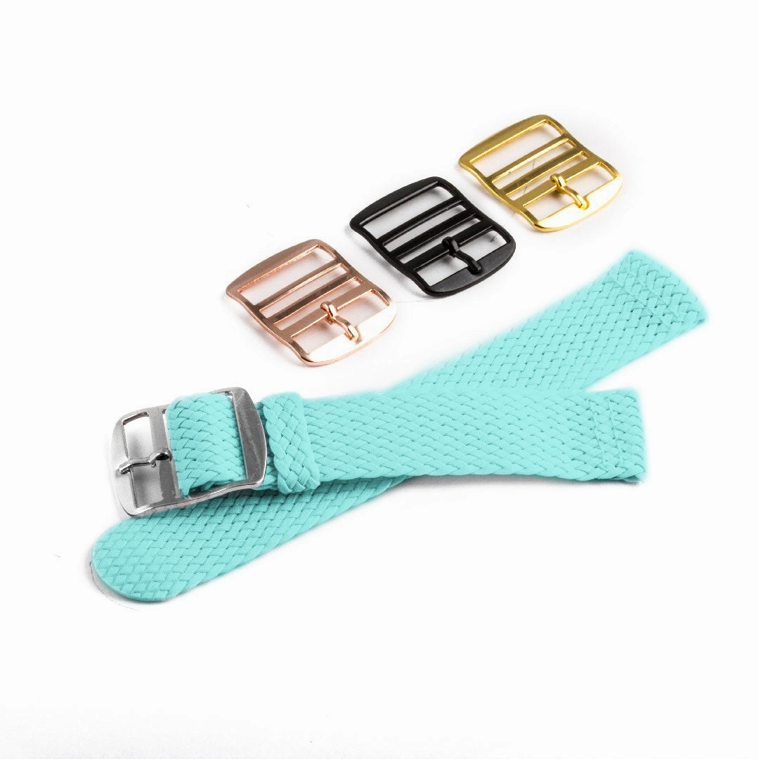 Braided nylon watch band (black, grey, blue, red, green, brown, orange, beige, yellow...)