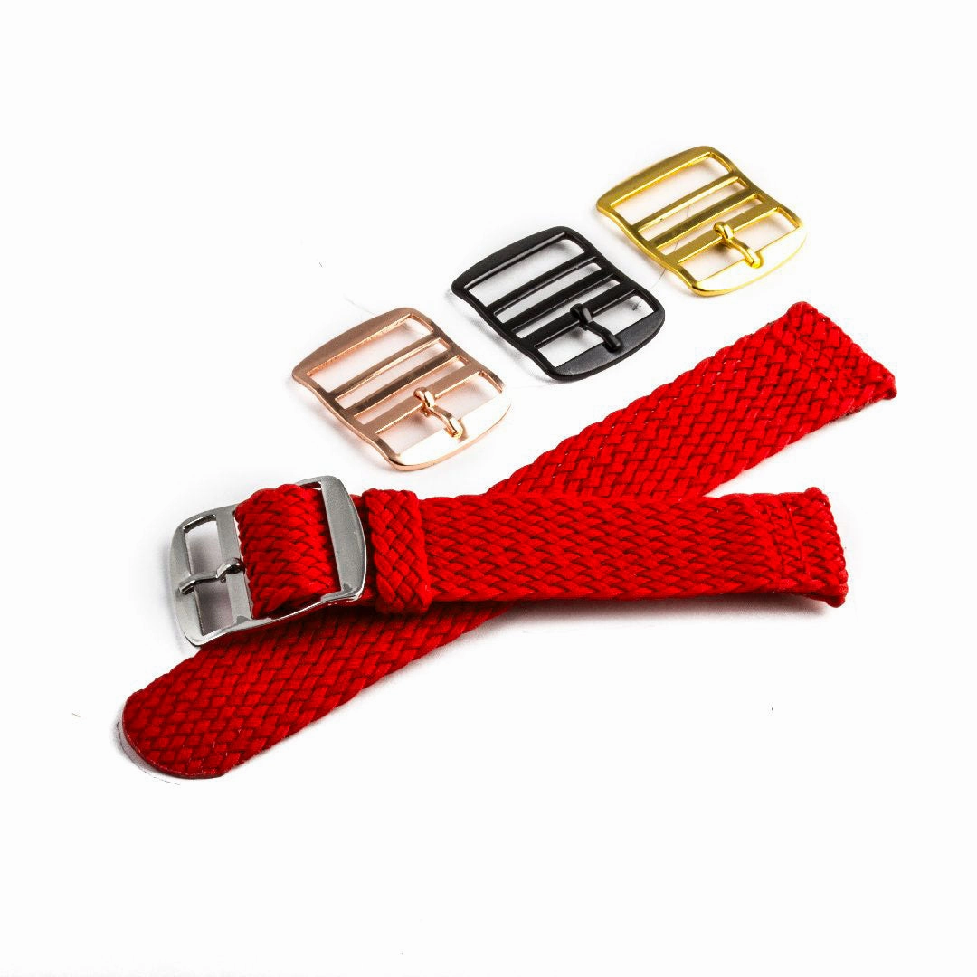 Braided nylon watch band (black, grey, blue, red, green, brown, orange, beige, yellow...)