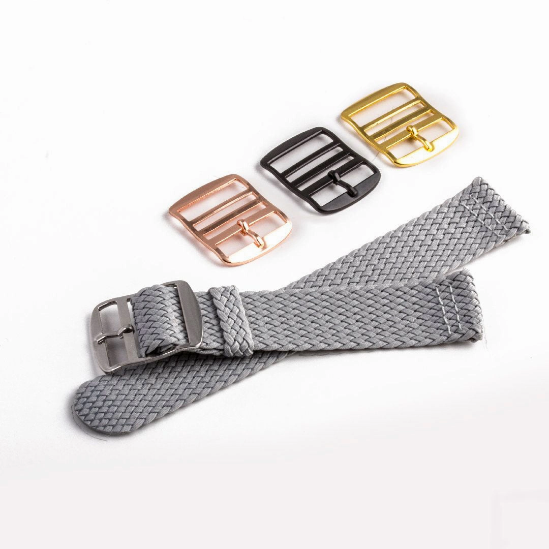 Braided nylon watch band (black, grey, blue, red, green, brown, orange, beige, yellow...)