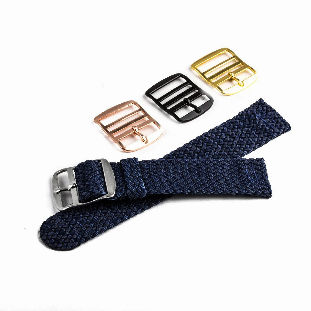 Braided nylon watch band (black, grey, blue, red, green, brown, orange, beige, yellow...)