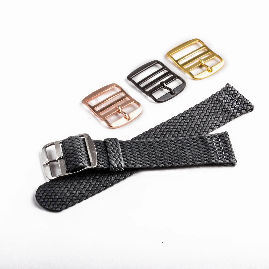 Braided nylon watch band (black, grey, blue, red, green, brown, orange, beige, yellow...)
