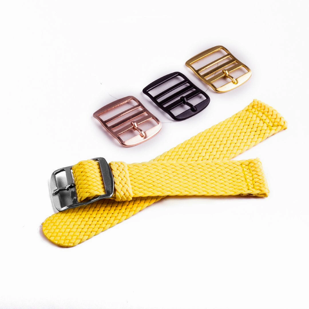 Braided nylon watch band (black, grey, blue, red, green, brown, orange, beige, yellow...)
