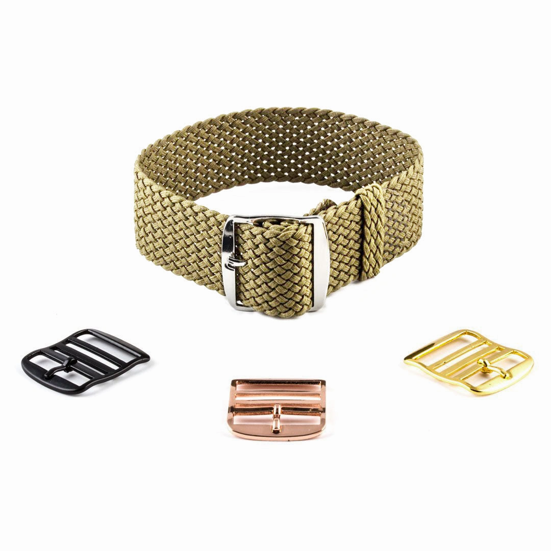 Braided Perlon watch strap (navy blue, brown, grey, black, white, green, red, blue jean...)