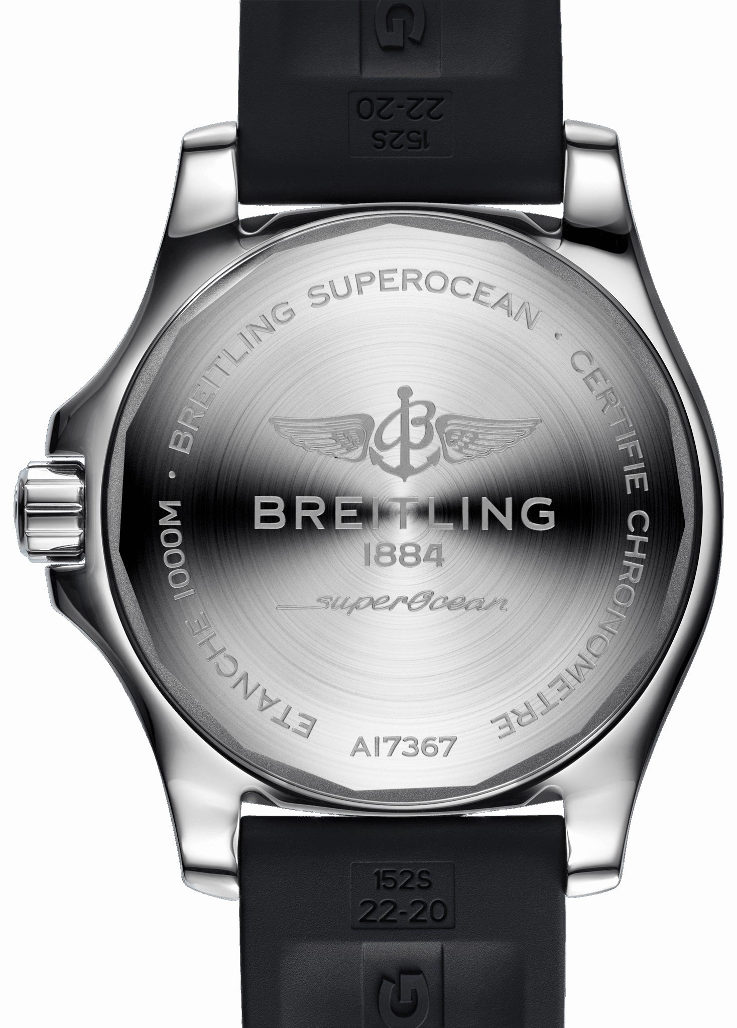 Breitling Superocean Automatic Chronometer Stainless Steel Black Dial Black Rubber Strap Date Divers Mens Watch A17367D71B1S1