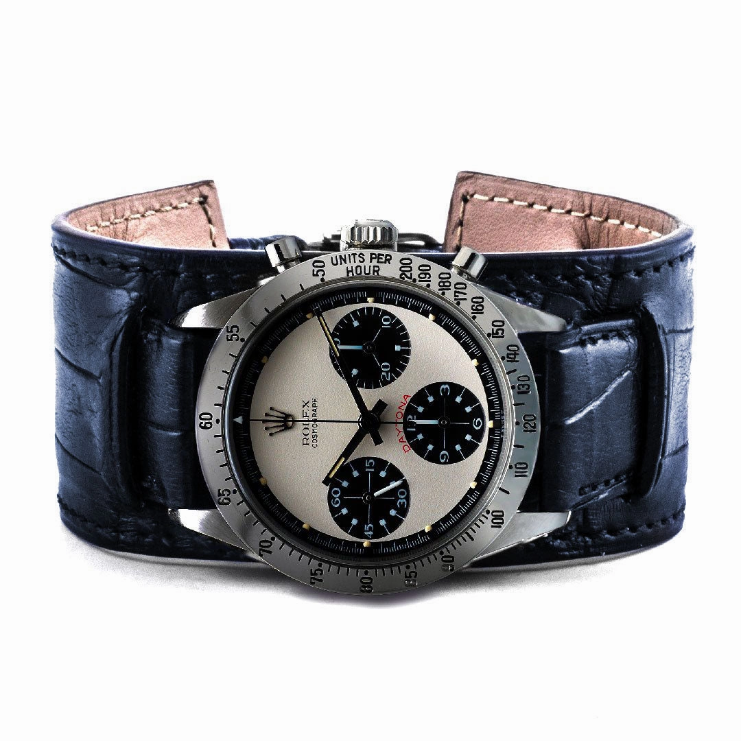 Bund vintage "Paul Newman" - Leather watch band - Alligator (black, brown, grey, blue)