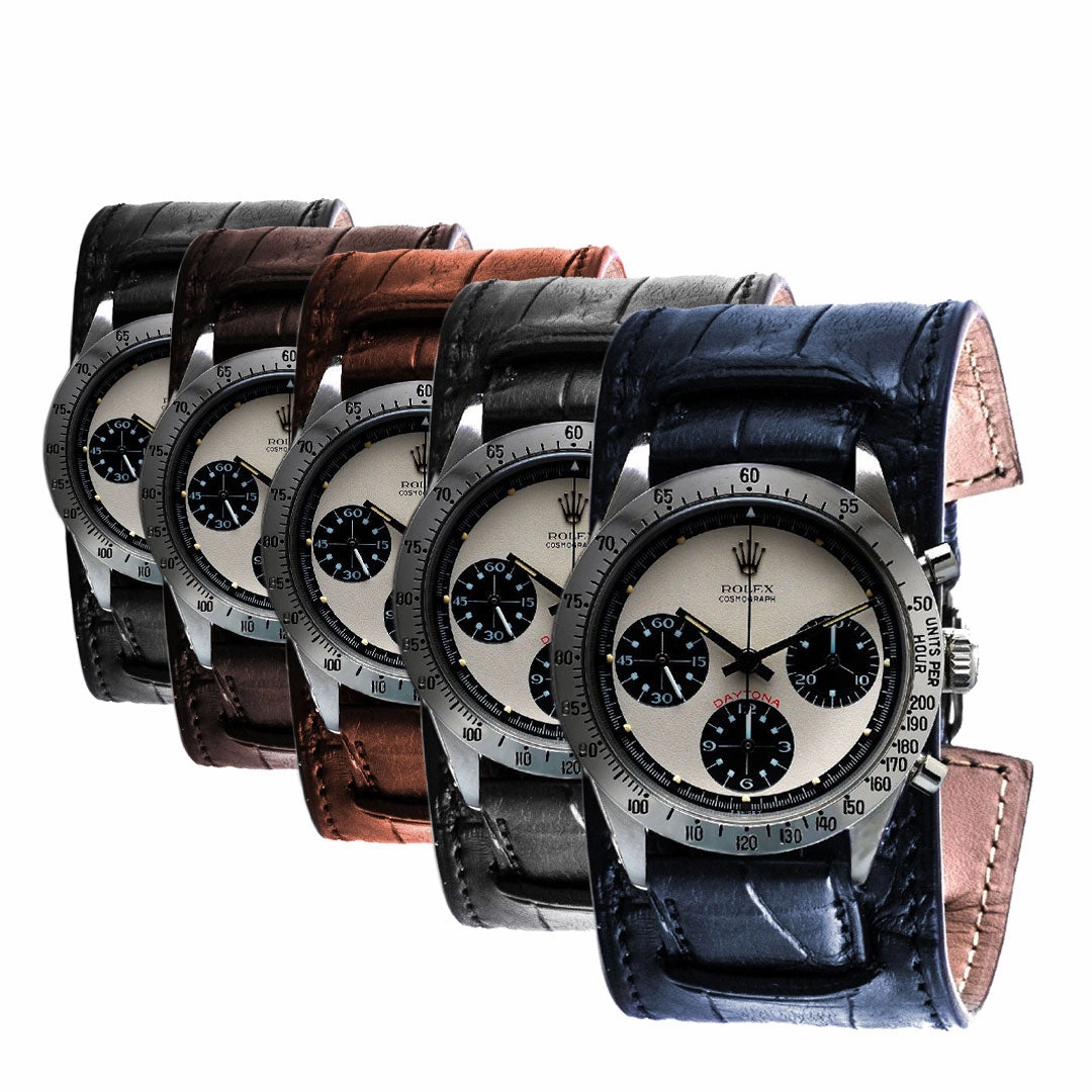 Bund vintage "Paul Newman" - Leather watch band - Alligator (black, brown, grey, blue)
