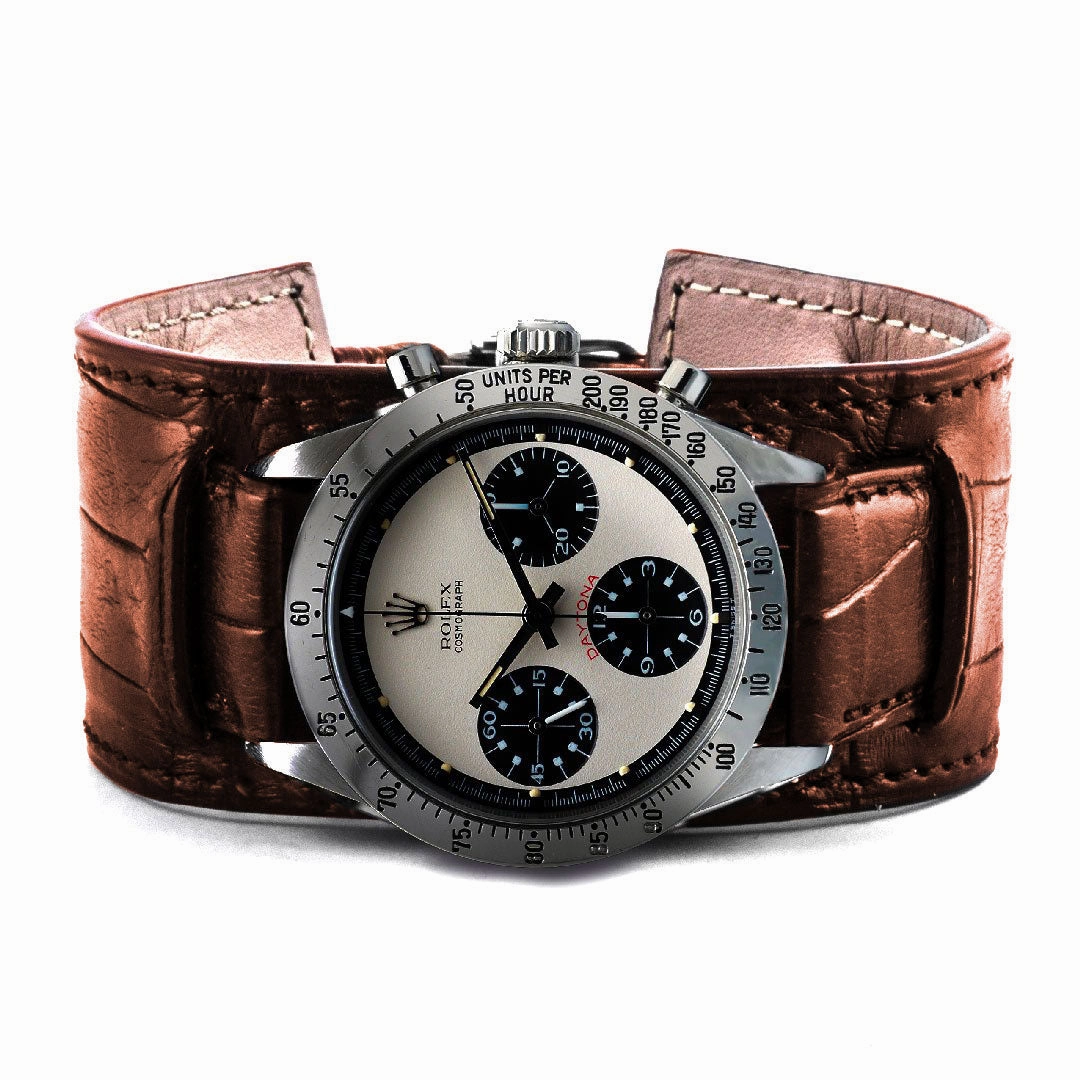 Bund vintage "Paul Newman" - Leather watch band - Alligator (black, brown, grey, blue)