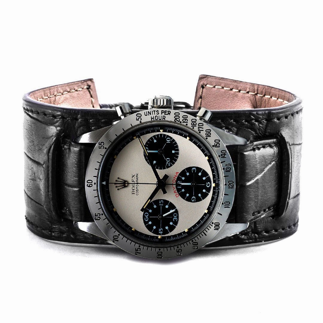 Bund vintage "Paul Newman" - Leather watch band - Alligator (black, brown, grey, blue)