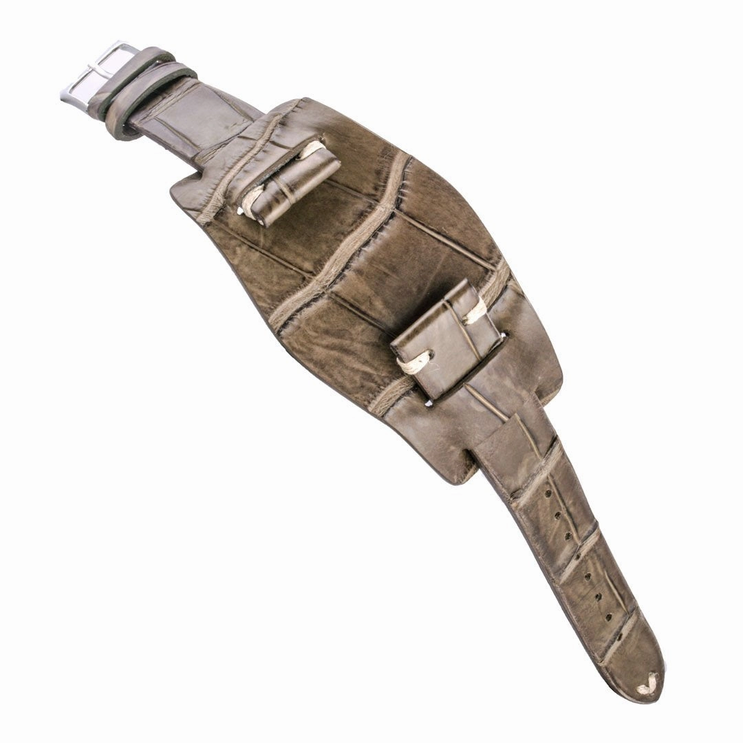 Bund vintage strap - Leather watch strap - Alligator (black, brown, green, kaki, purple)