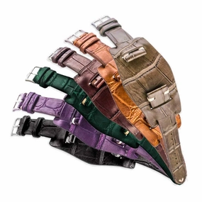 Bund vintage strap - Leather watch strap - Alligator (black, brown, green, kaki, purple)