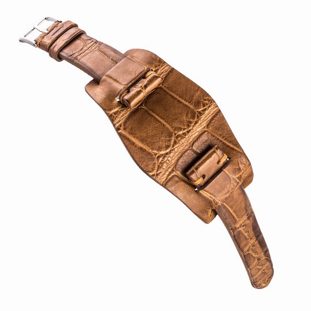 Bund vintage strap - Leather watch strap - Alligator (black, brown, green, kaki, purple)