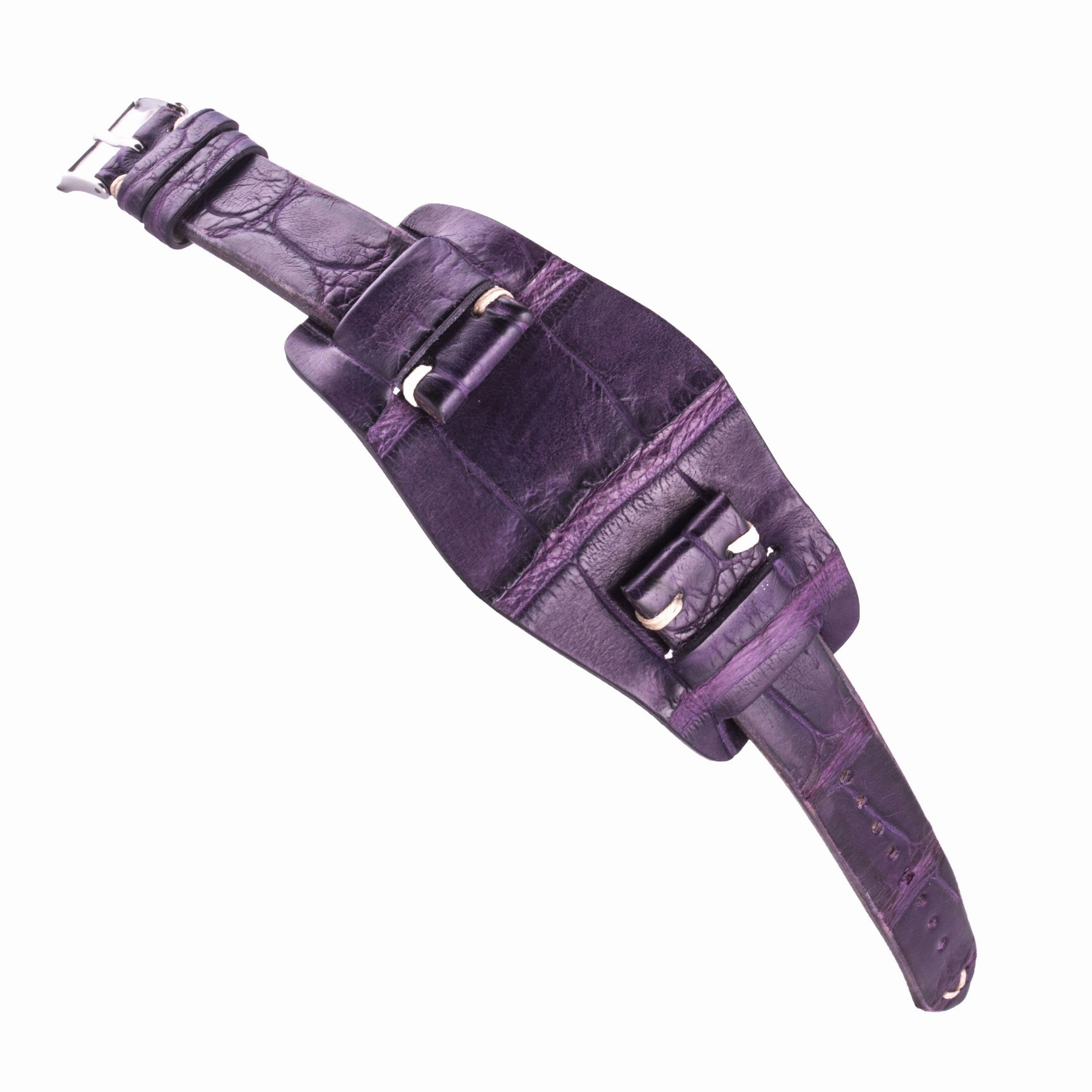 Bund vintage strap - Leather watch strap - Alligator (black, brown, green, kaki, purple)