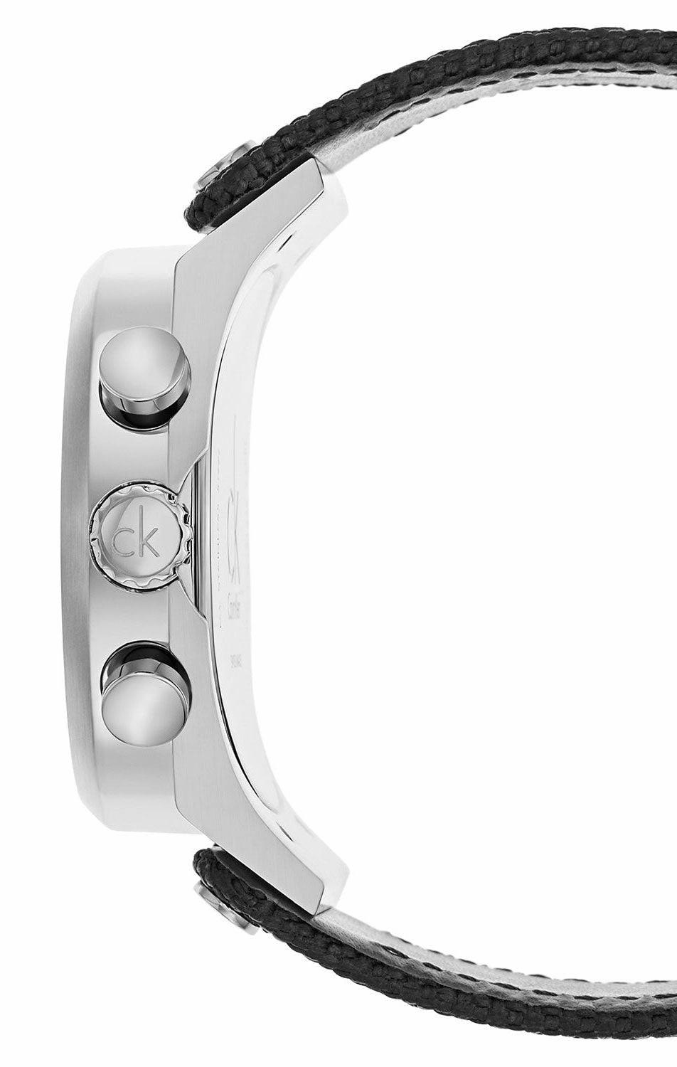 Calvin Klein Eager Chronograph Black Nylon Strap Black and Silver Dial Quartz Mens Watch K4B371B3