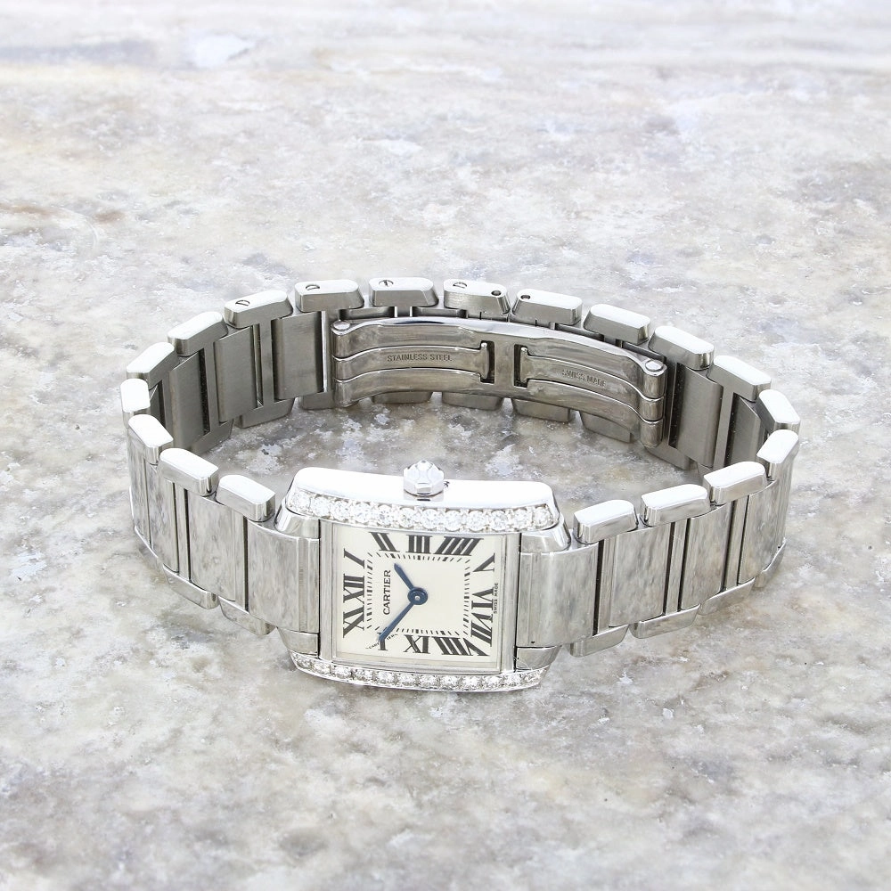 Cartier Tank Francaise Steel Ladies Watch Diamond Set Pre Owned W51008Q3 RW0634