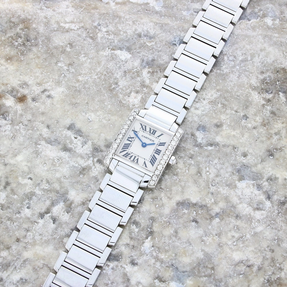 Cartier Tank Francaise Steel Ladies Watch Diamond Set Pre Owned W51008Q3 RW0634