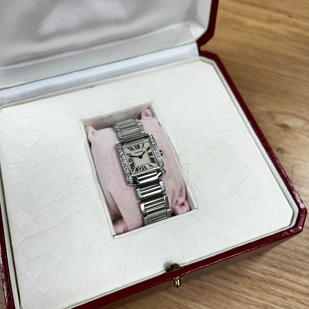 Cartier Tank Francaise Steel Ladies Watch Diamond Set Pre Owned W51008Q3 RW0634