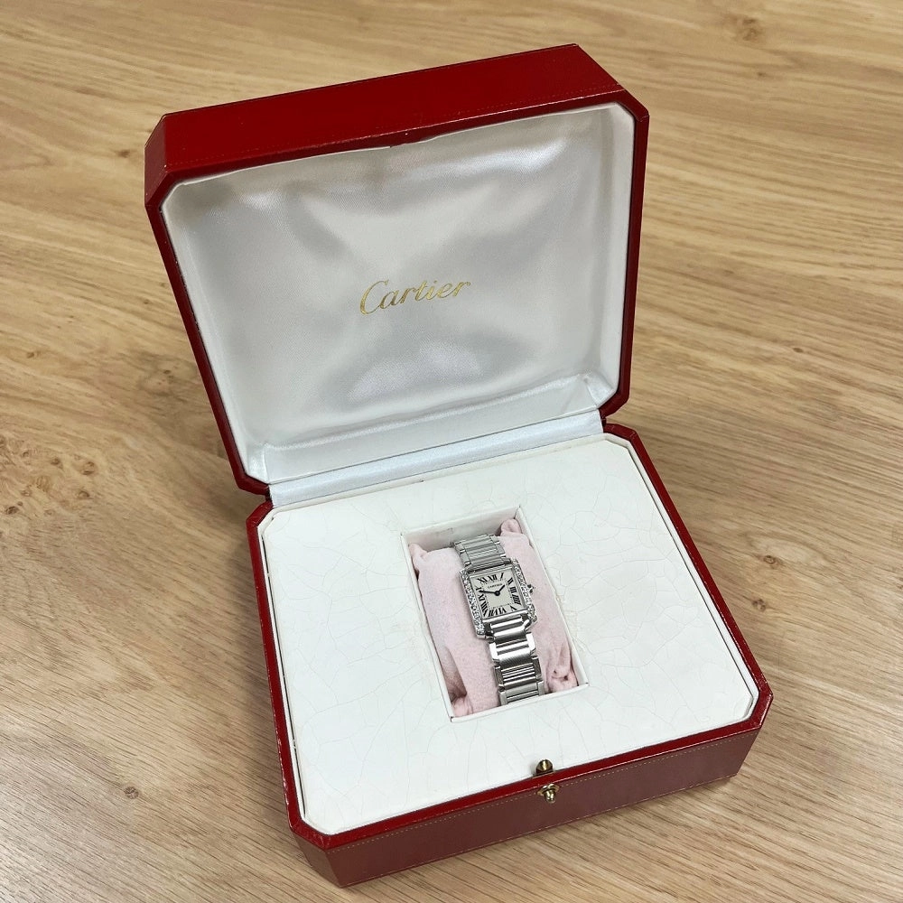 Cartier Tank Francaise Steel Ladies Watch Diamond Set Pre Owned W51008Q3 RW0634