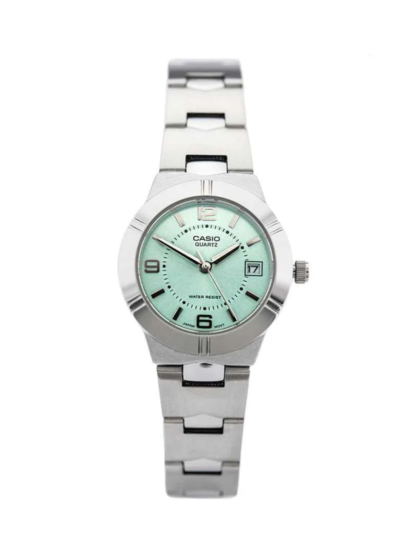 Casio LTP-1241D-3ADF Silver/Green Stainless Steel Strap Watch for Women