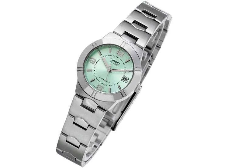 Casio LTP-1241D-3ADF Silver/Green Stainless Steel Strap Watch for Women