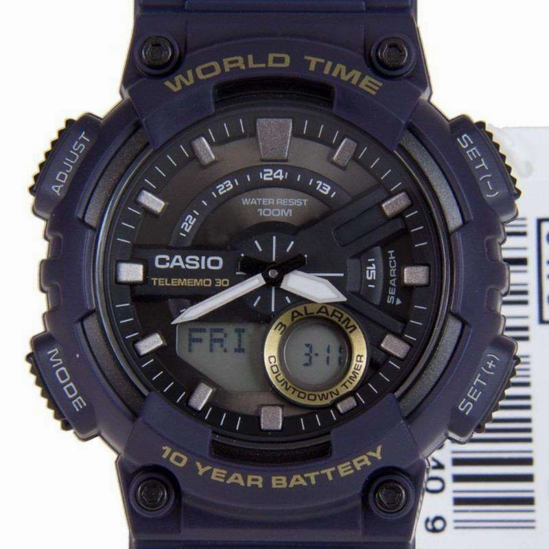 Casio AEQ-110W-2A Navy Blue Resin Strap Watch for Men