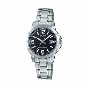 Casio Analog Black Dial Stainless Steel Watch LTPV004D-1B2