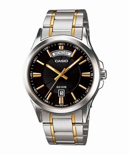 Casio Analog Day-Date Two Tone Dial Watch MTP1381G-1A