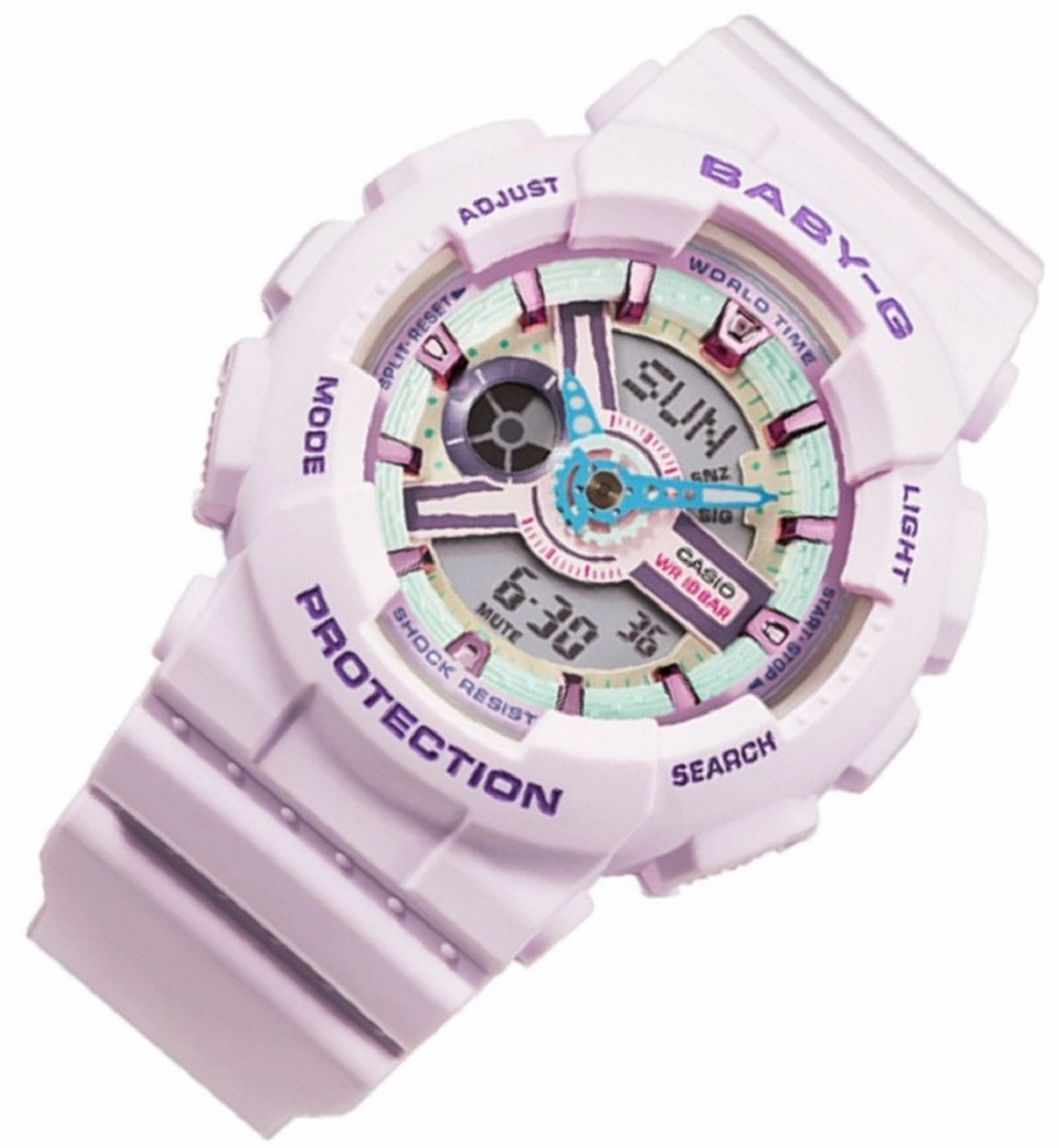 Casio Baby-g BA-110XPM-6A Digital Analog Rubber Strap Watch For Women
