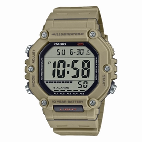 Casio Digital Illuminator Grey Dial Khaki Resin Band Watch AE1600H-5A