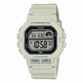 Casio Digital Illuminator Grey Dial White Resin Band Watch WS1400H-8A