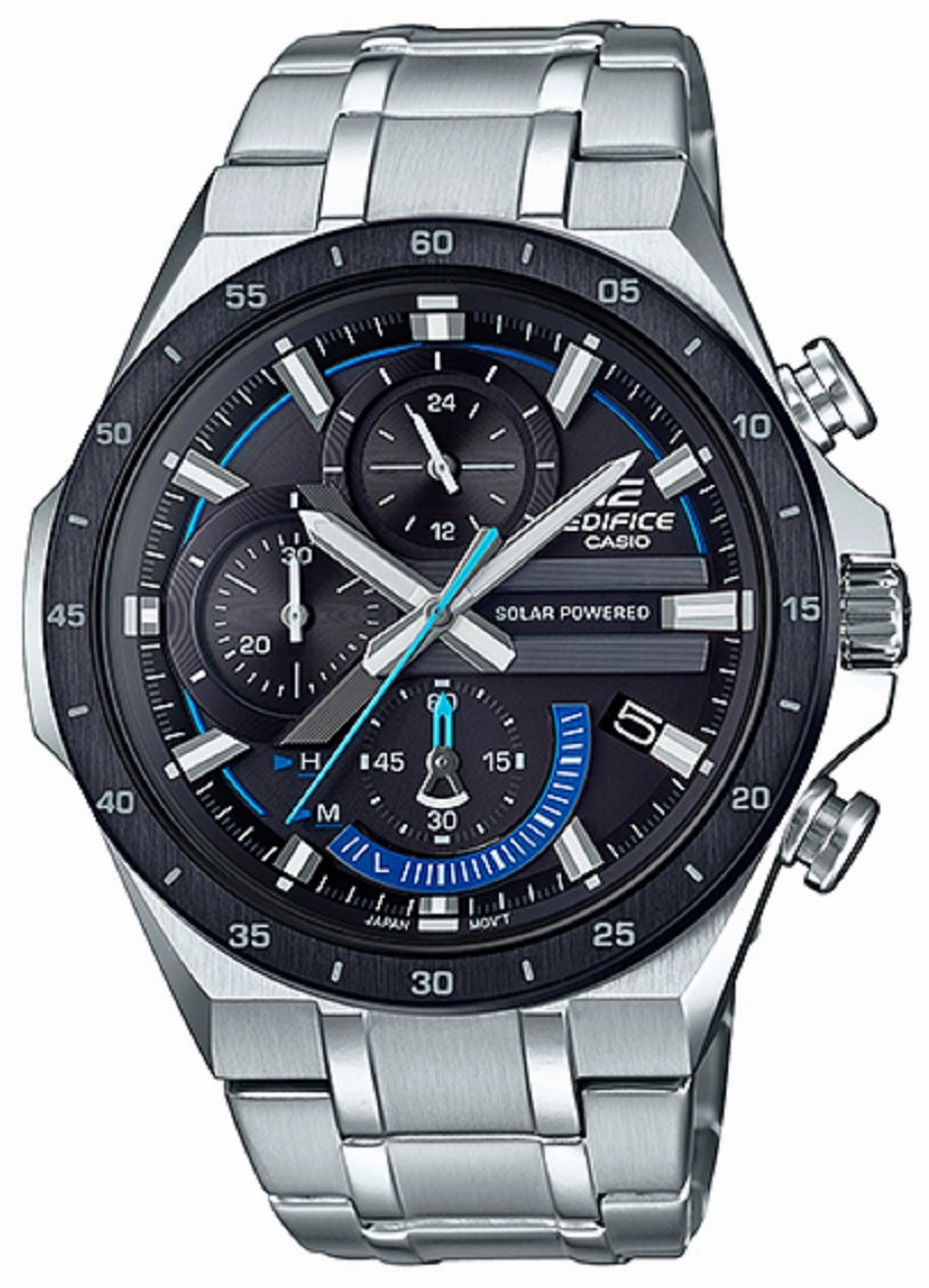 Casio Edifice EQS-920DB-1B Solar Chronograph Stainless Steel Strap Watch For Men