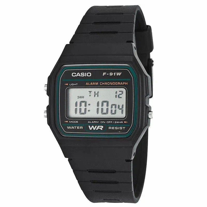 Casio F-91W-3DG Black Resin Strap Watch for Men and Women