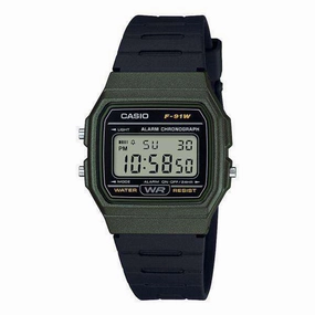 Casio F-91WM-3ADF Army Green Resin Watch for Men and Women
