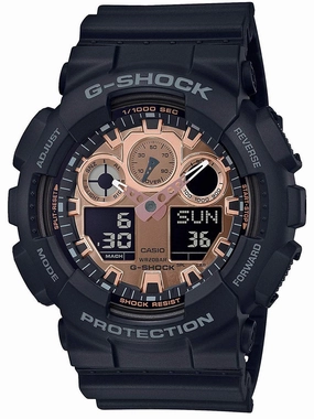 Casio G-Shock BLACK & ROSE GOLD EDITION Mens Watch GA-100MMC-1A