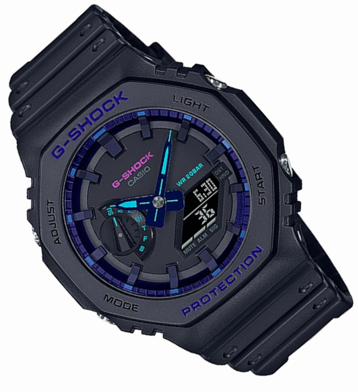 Casio G-shock GA-2100VB-1A Digital Analog Rubber Strap Watch For Men